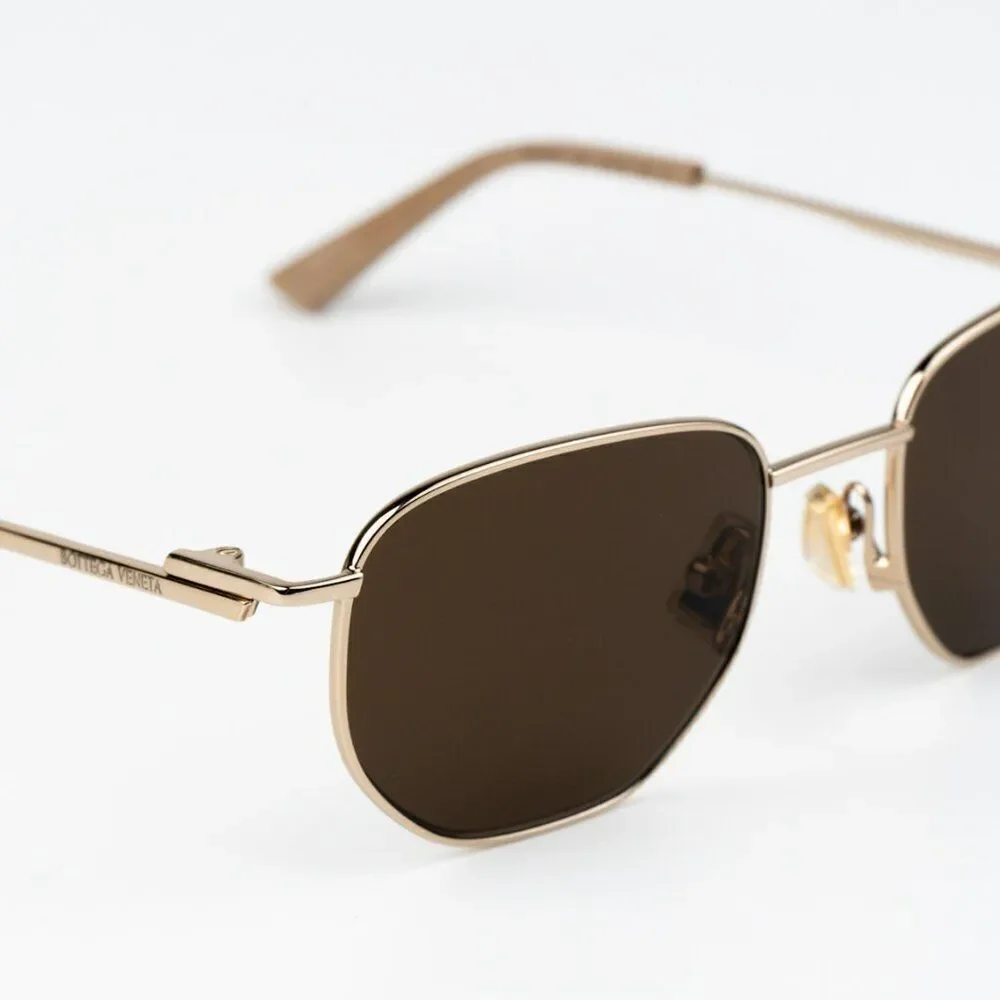 NEW Bottega Veneta BV1301S 002 Gold Brown Split Panthos Unisex Sunglasses
